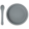 Silicone eetsetje - Bowl & spoon silicone set quarry blue 